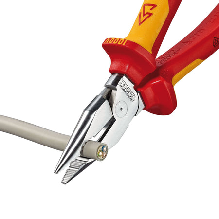 KNIPEX 08 26 185 SB Needle-Nose Combination Pliers insulated with multi-component grips, VDE-tested chrome-plated 185mm : Model No. 08 26 185 SB