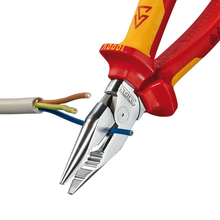 KNIPEX 08 26 185 SB Needle-Nose Combination Pliers insulated with multi-component grips, VDE-tested chrome-plated 185mm : Model No. 08 26 185 SB