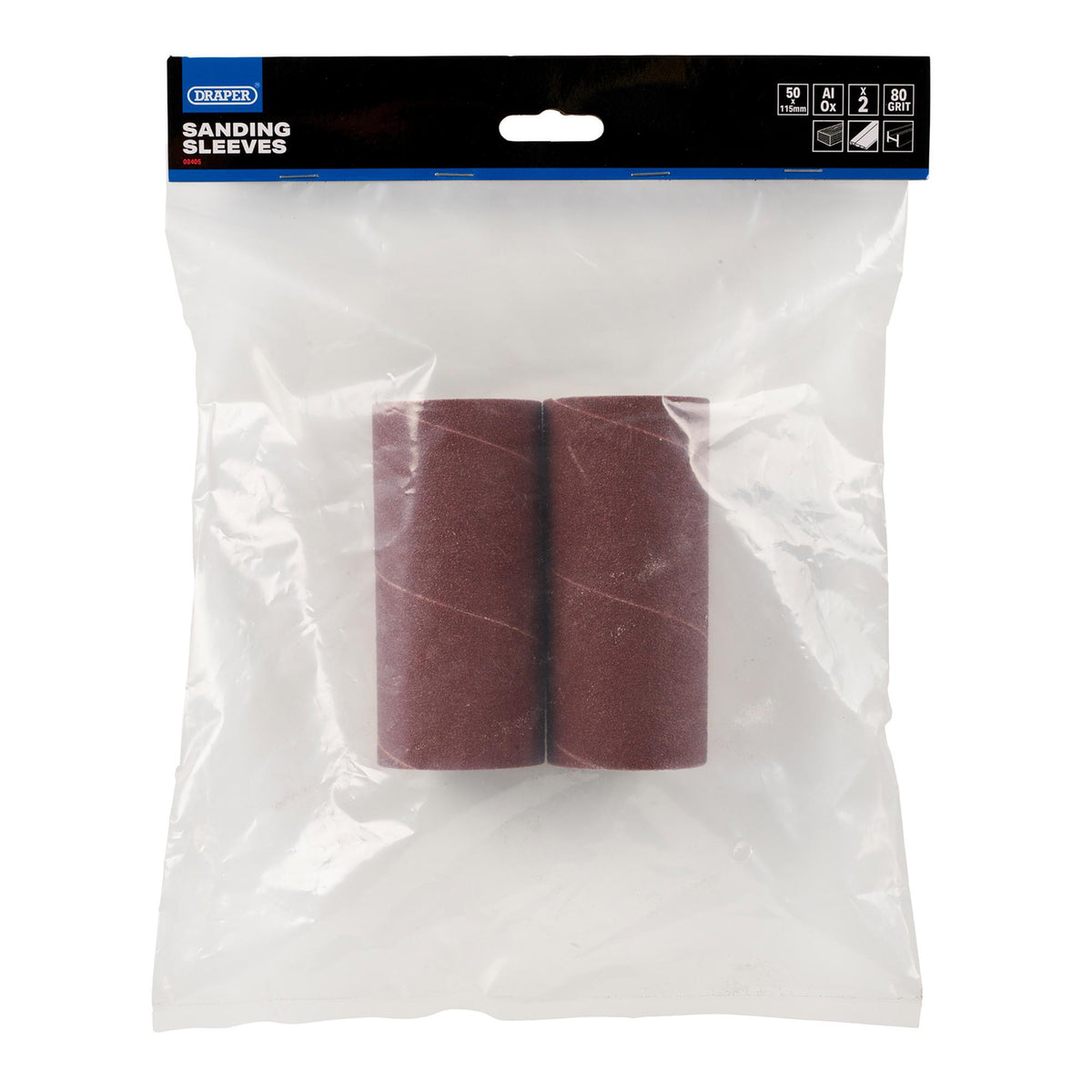 Aluminium Oxide Sanding Sleeves, 50 x 115mm, 80 Grit (Pack of 2) : Model No. SSAO5