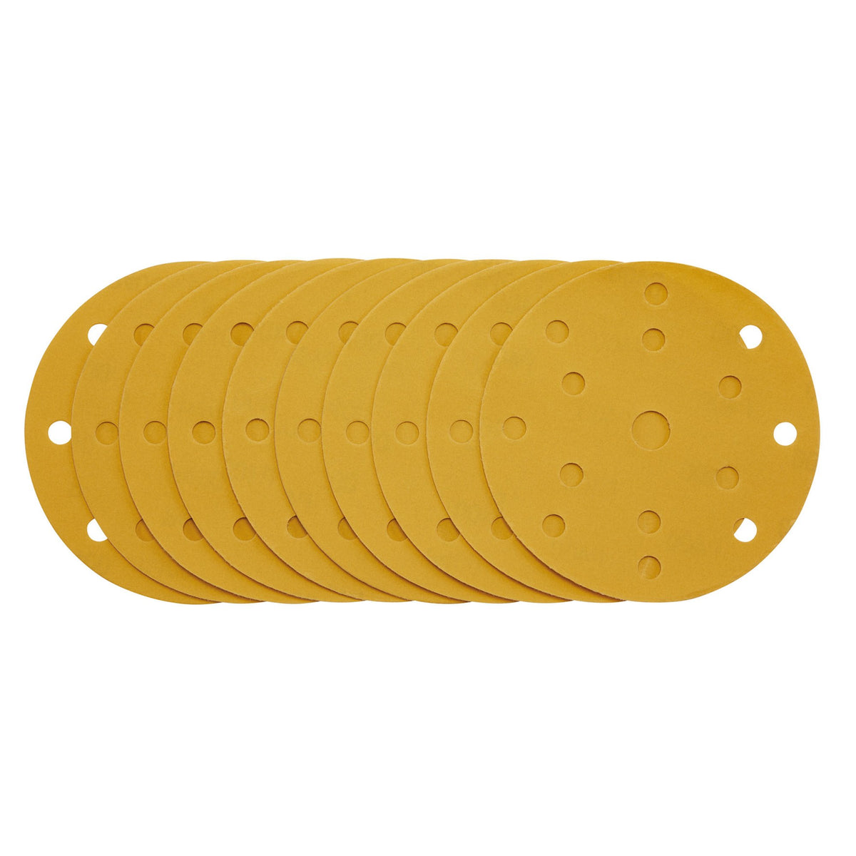 Gold Sanding Discs with Hook & Loop, 150mm, 400 Grit, 15 Dust Extraction Holes (Pack of 10) : Model No. SDHLG150