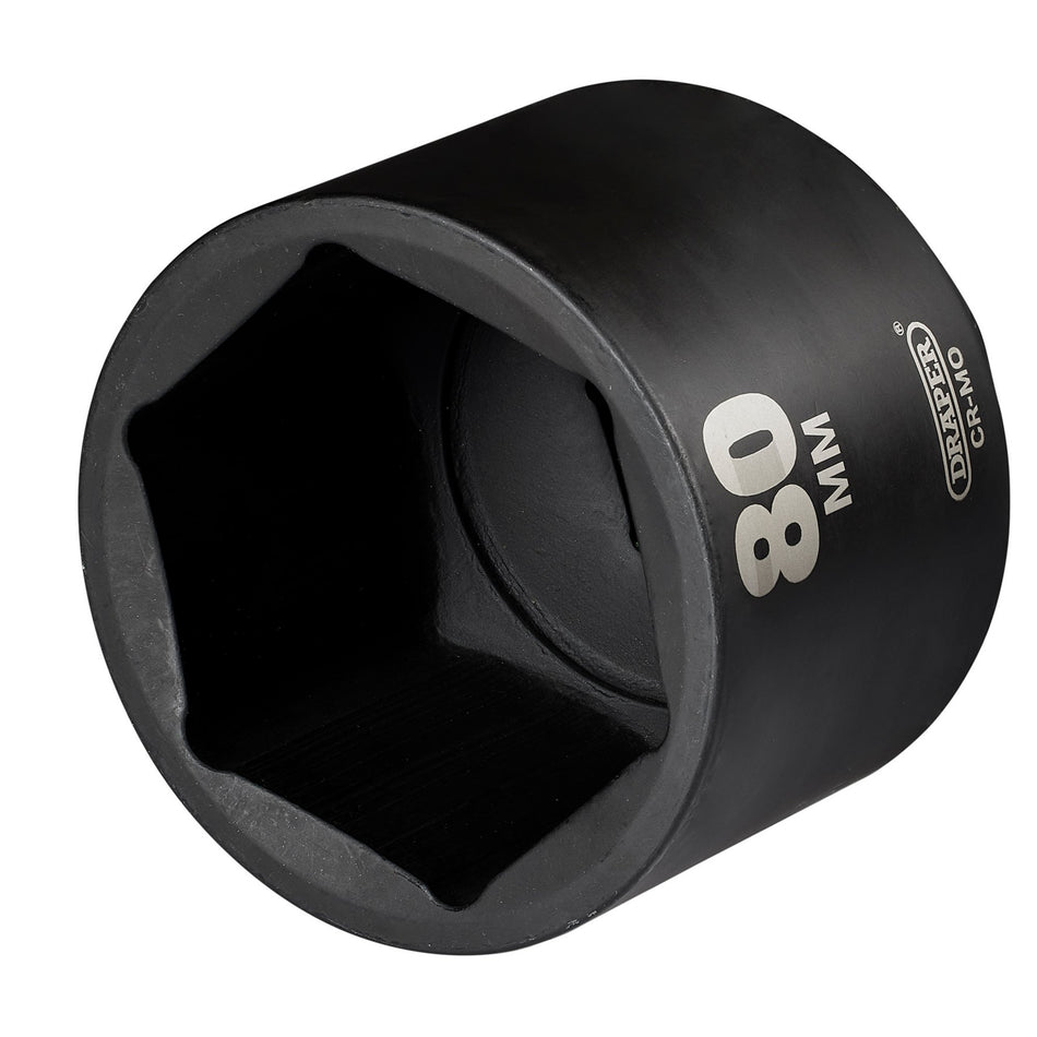 Draper HI-TORQ Deep Impact Socket, 1" Sq. Dr., 80mm: No.425D-MM