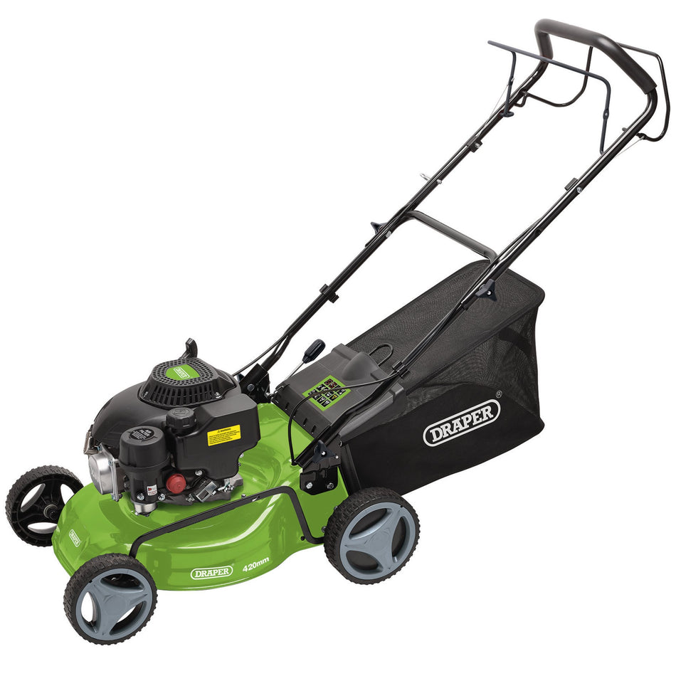 Steel Deck Petrol Lawn Mower, 420mm, 132cc/3.3HP: Model No. LMP410SP