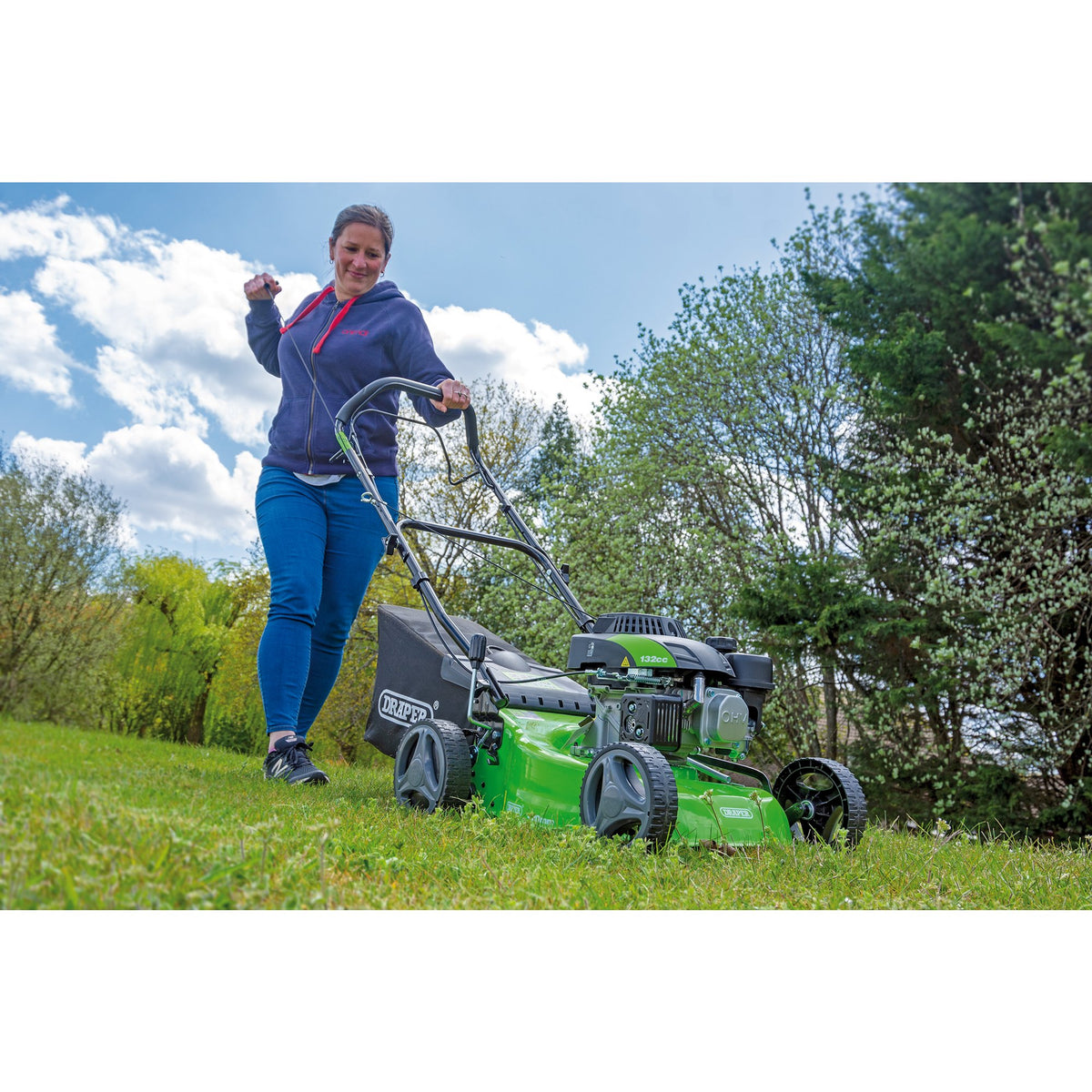 Steel Deck Petrol Lawn Mower, 420mm, 132cc/3.3HP: Model No. LMP410SP