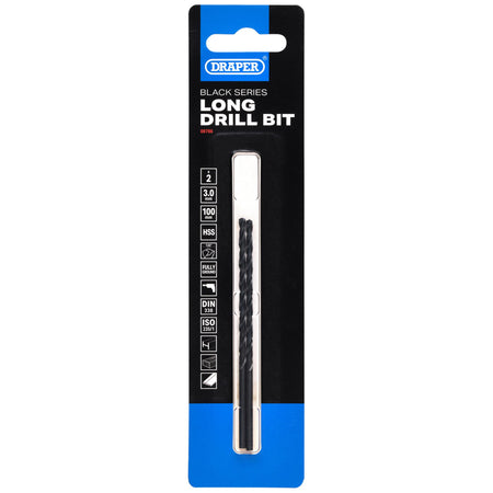 Black HSS Long Drill Bit 3.0 x 100mm (Pack of 2): No.DBBSL