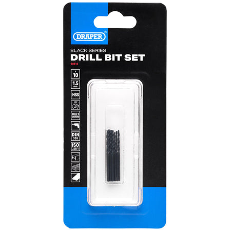Black HSS Drill Bit, 1.5mm x 43mm (Pack of 10): No.DBBS