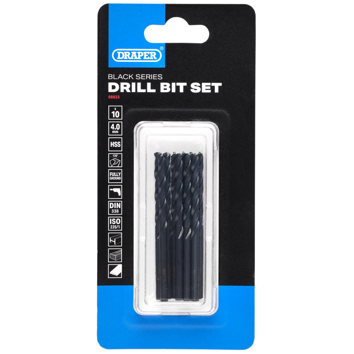Black HSS Drill Bit, 4.0mm x 75mm (Pack of 10): No.DBBS
