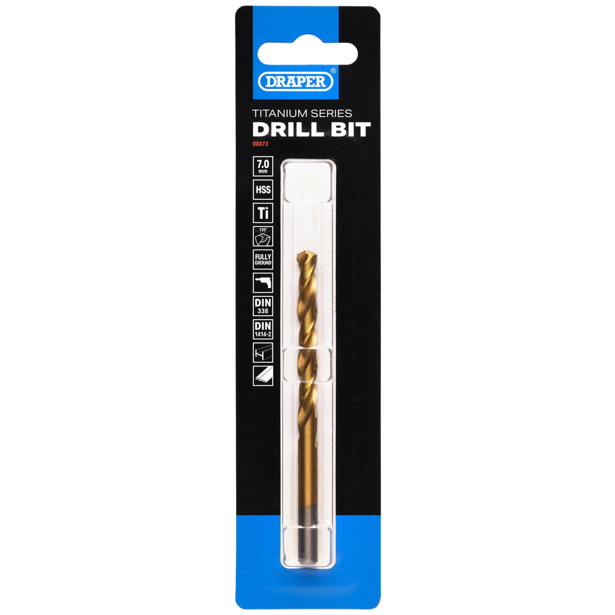 HSS Titanium Nitride Coated Drill Bit, 7.0mm x 109mm: No.DBTS