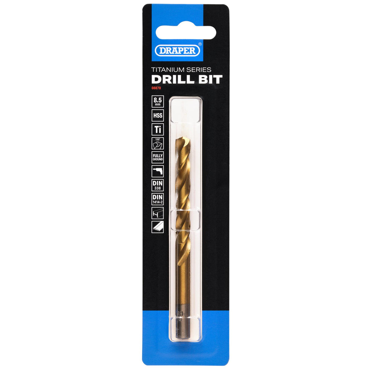 HSS Titanium Nitride Coated Drill Bit, 8.5mm x 117mm: No.DBTS