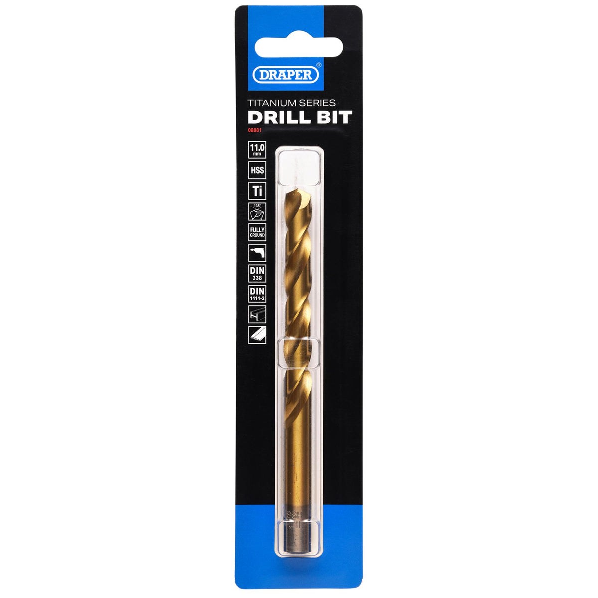 HSS Titanium Nitride Coated Drill Bit, 11.0mm x 142mm: No.DBTS