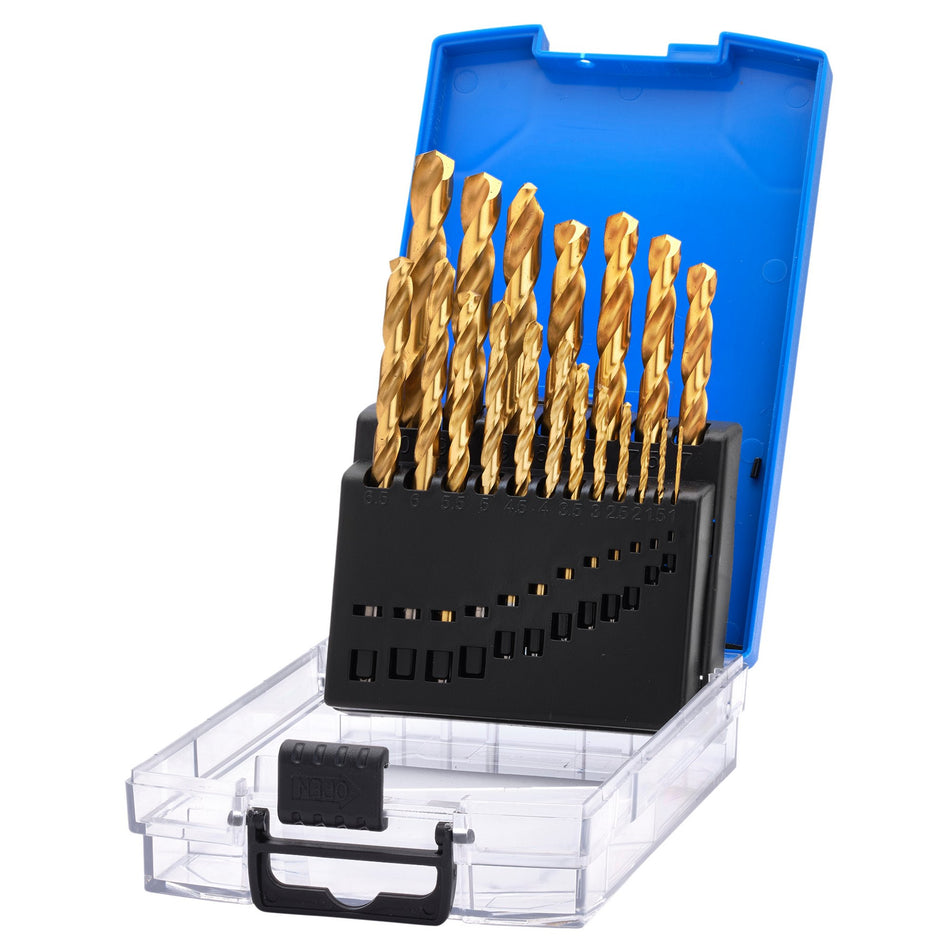 HSS Titanium Nitride Coated Drill Bit Set (19 Piece): No.DBTS2