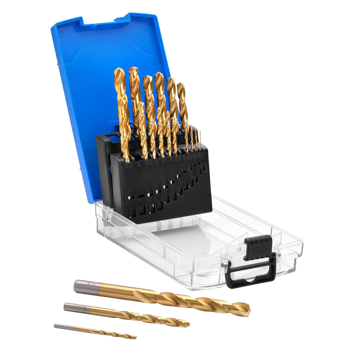 HSS Titanium Nitride Coated Drill Bit Set (19 Piece): No.DBTS2