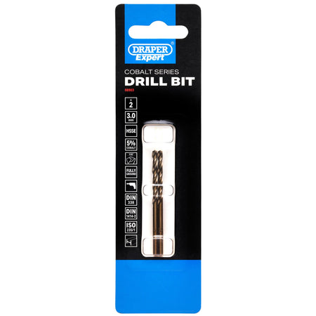 Draper Expert HSSE M35 Cobalt Drill Bit, 3.0mm x 61mm (Pack of 2): No.DBCS