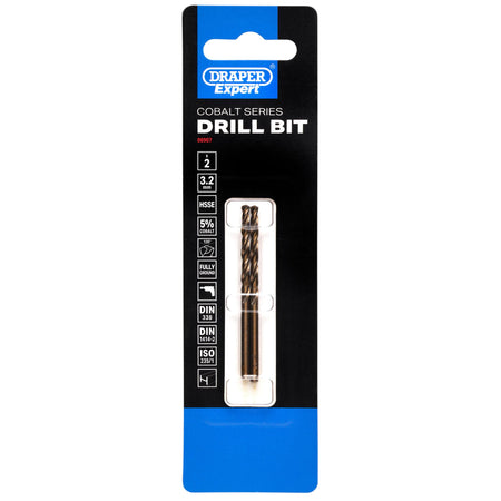 Draper Expert HSSE M35 Cobalt Drill Bit, 3.2mm x 65mm (Pack of 2): No.DBCS
