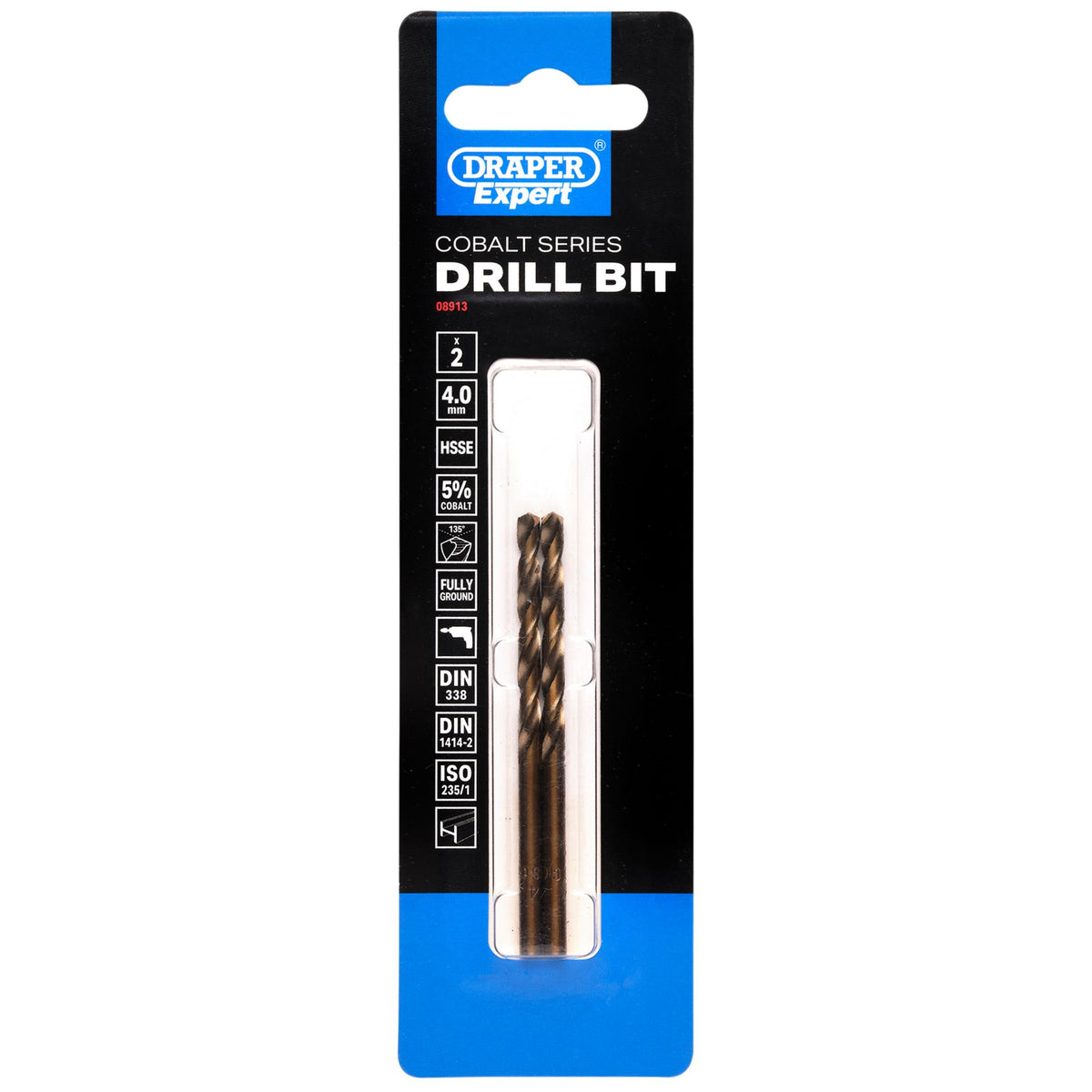 Draper Expert HSSE M35 Cobalt Drill Bit, 4.0mm x 75mm (Pack of 2): No.DBCS
