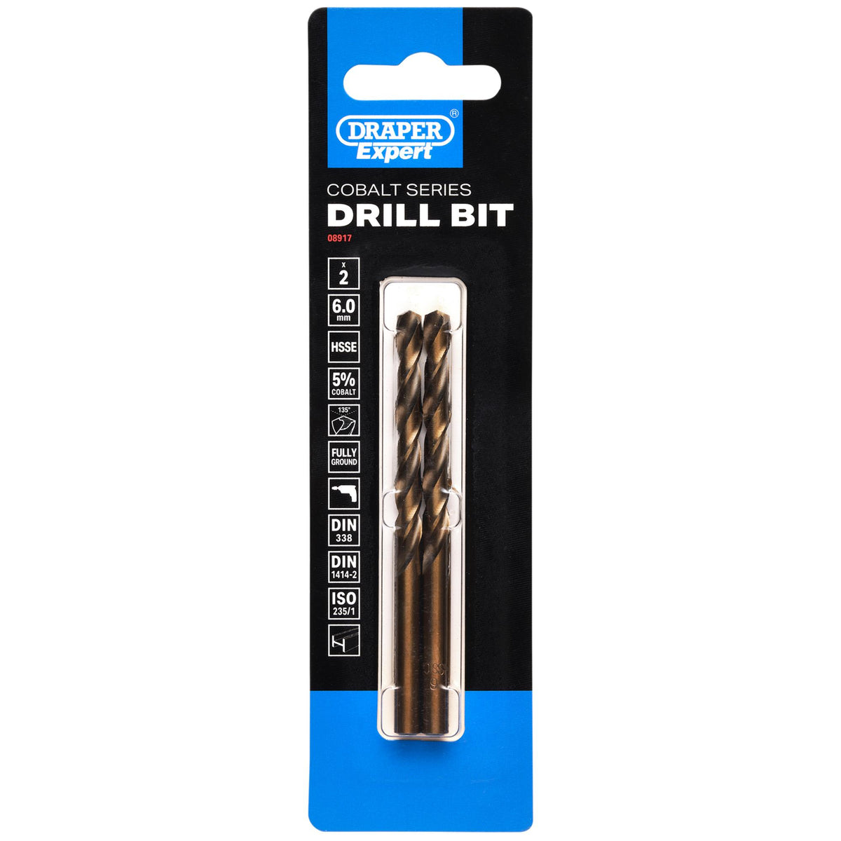 Draper Expert HSSE M35 Cobalt Drill Bit, 6.0mm x 93mm (Pack of 2): No.DBCS
