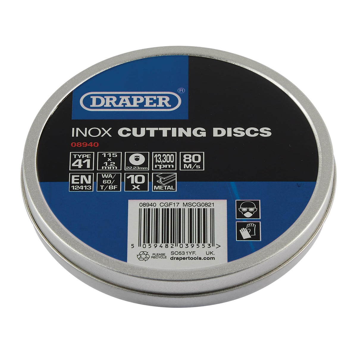 Inox Flat Metal Cutting Discs, 115 x 22.2 x 1.2mm (Pack of 10): Model No. CGF17
