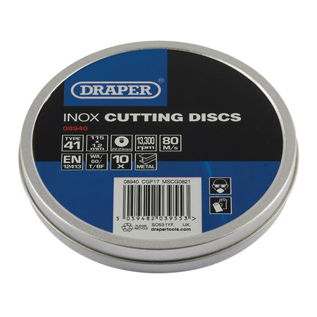 Inox Flat Metal Cutting Discs, 115 x 22.2 x 1.2mm (Pack of 10): Model No. CGF17