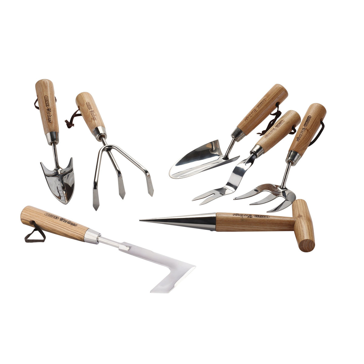 Draper Heritage Stainless Steel Garden Tool Set with Ash Handles (7 Piece) : Model No. GTS7/HER