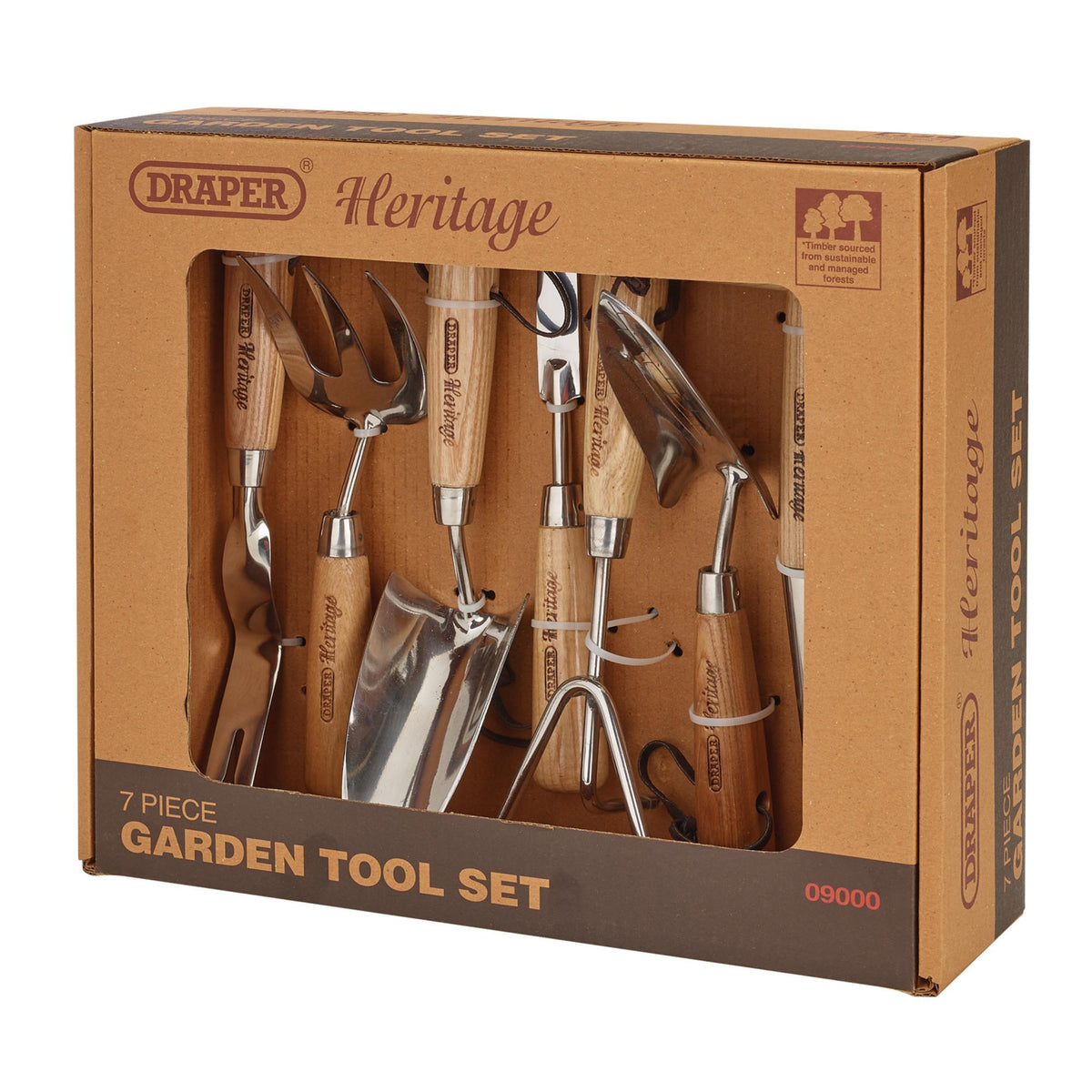 Draper Heritage Stainless Steel Garden Tool Set with Ash Handles (7 Piece) : Model No. GTS7/HER