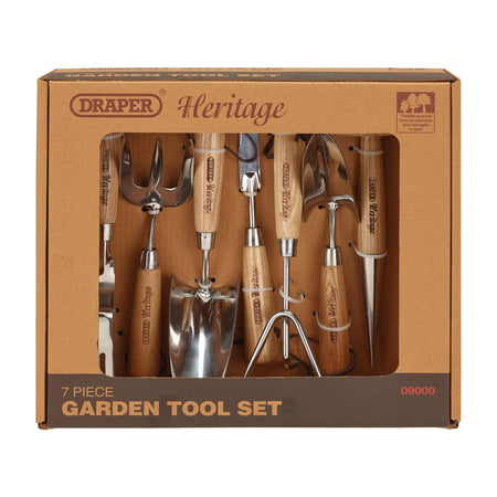 Draper Heritage Stainless Steel Garden Tool Set with Ash Handles (7 Piece) : Model No. GTS7/HER