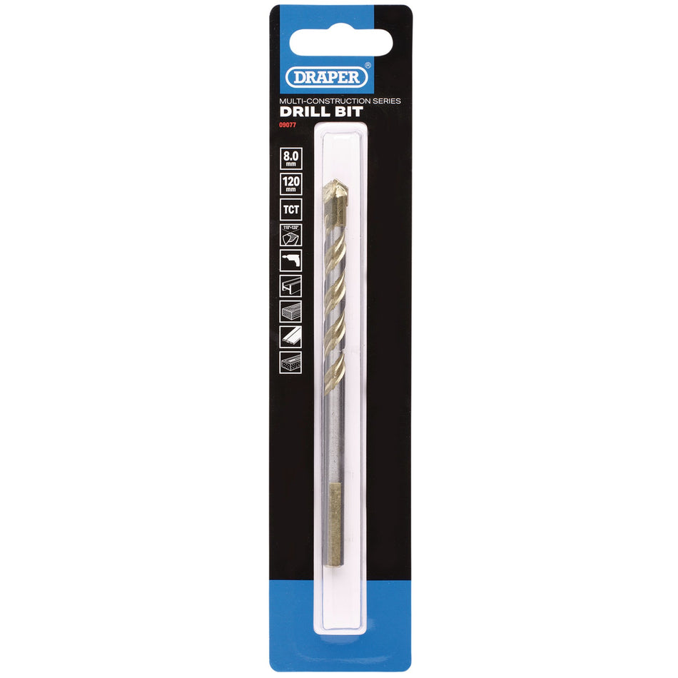 Multi Construction TCT Drill Bit, 8.0 x 120mm : Model No. DBMCS