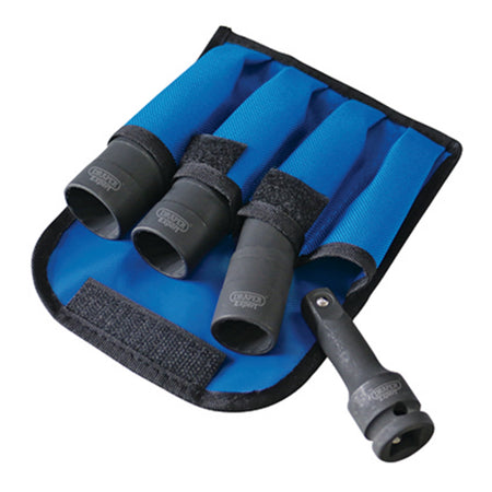 DRAPER Expert 4 Piece 1/2in. Sq. Dr. Wheel Nut Double Impact Socket Kit: Model No.LWN/DS4
