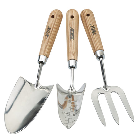 DRAPER Expert 3 Piece Stainless Steel Hand Fork and Trowels Set with FSC Certified Ash Handles: Model No.FTT/ASH/SET/FSC