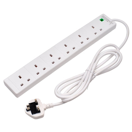 Six Socket Surge Protected Extension Lead with Neon Indicator, 2m : Model No. CEDTS6213AS