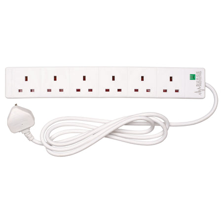 Six Socket Surge Protected Extension Lead with Neon Indicator, 2m : Model No. CEDTS6213AS