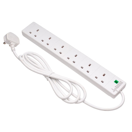 Six Socket Surge Protected Extension Lead with Neon Indicator, 2m : Model No. CEDTS6213AS