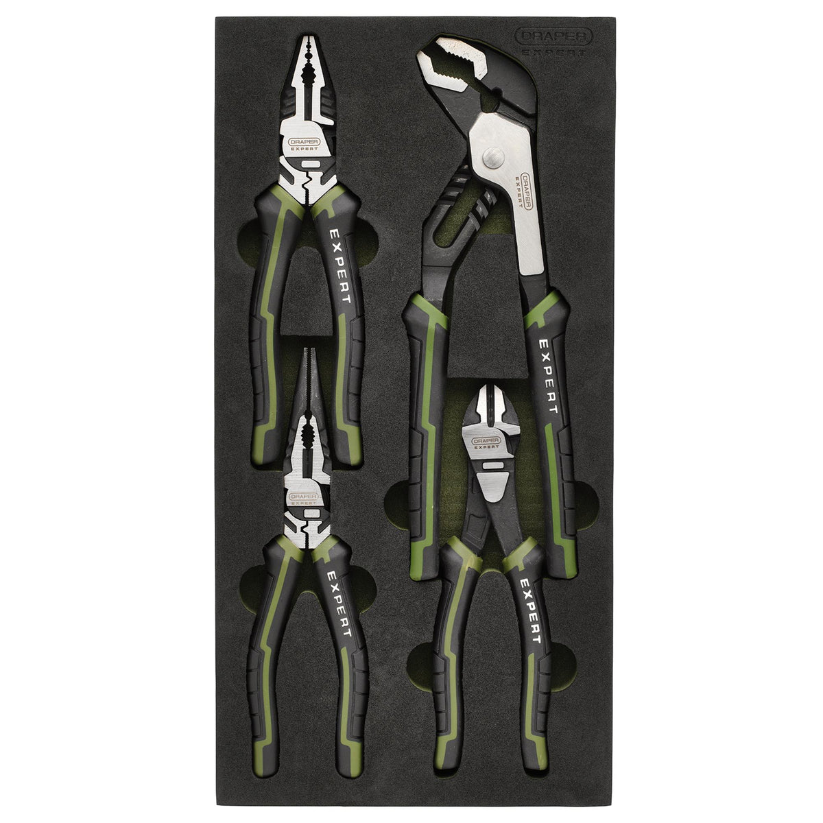 Draper Expert High Leverage Pliers Set with Water Pump Pliers in EVA Foam Tray (4 Piece) : Model No. PL-EX/HLP-EVA
