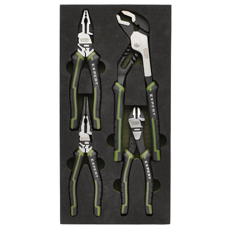 Draper Expert High Leverage Pliers Set with Water Pump Pliers in EVA Foam Tray (4 Piece) : Model No. PL-EX/HLP-EVA