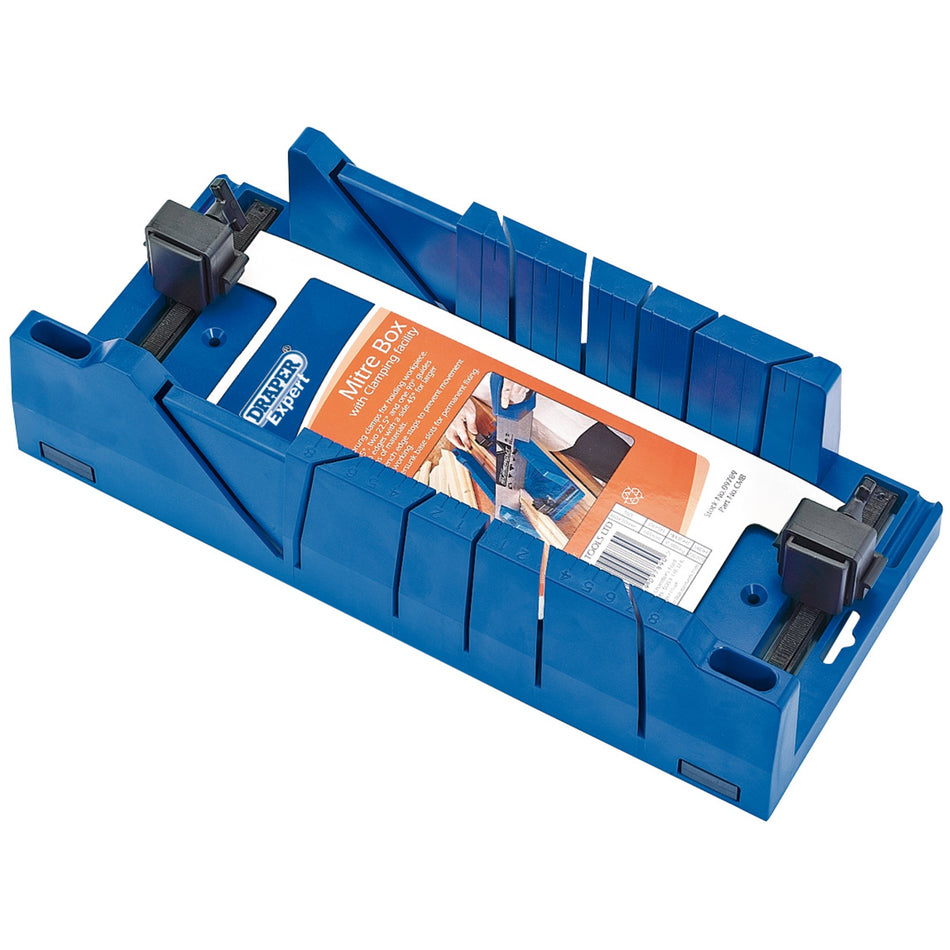DRAPER Expert Mitre Box with Clamping Facility 370mm x 120mm x 70mm: Model No.CMB