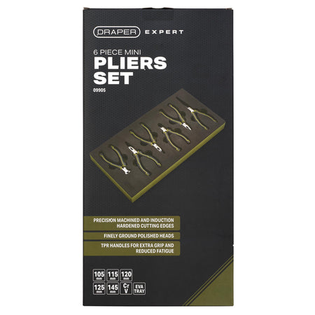 Draper Expert Mini Pliers Set in EVA Foam Tray (6 Piece) : Model No. PL-EX/MP-EVA