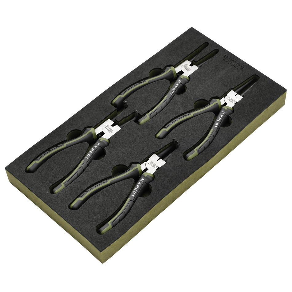 Draper Expert Circlip Pliers Set in EVA Foam Tray, 180mm (4 Piece) : Model No. PL-EX/CP-EVA