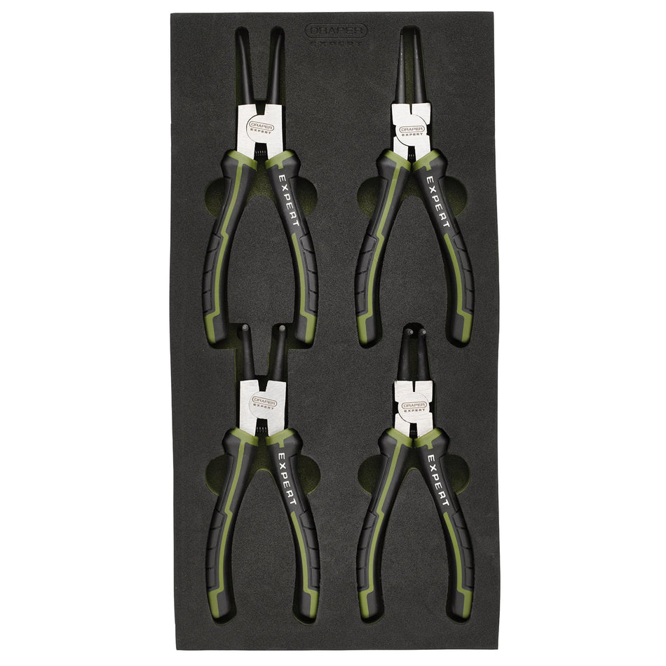 Draper Expert Circlip Pliers Set in EVA Foam Tray, 180mm (4 Piece) : Model No. PL-EX/CP-EVA