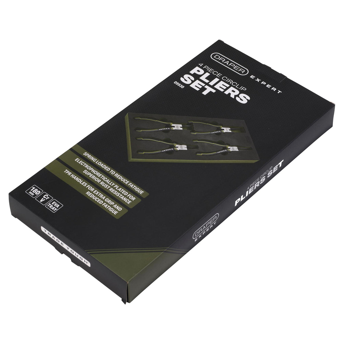 Draper Expert Circlip Pliers Set in EVA Foam Tray, 180mm (4 Piece) : Model No. PL-EX/CP-EVA