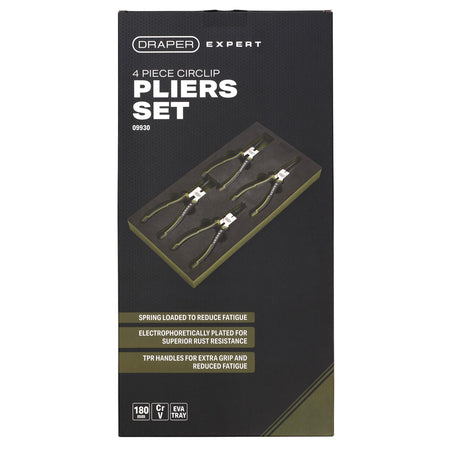 Draper Expert Circlip Pliers Set in EVA Foam Tray, 180mm (4 Piece) : Model No. PL-EX/CP-EVA