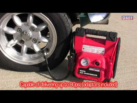 Sealey RoadStart Emergency Power Pack with Air Compressor 12V 900 Peak Amps Model No-RS132