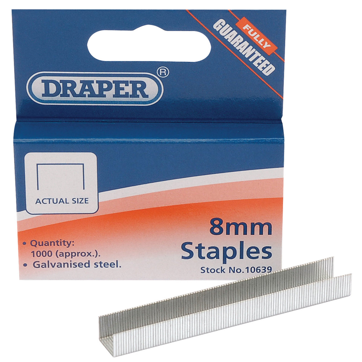 DRAPER 8mm Steel Staples (1000): Model No.8HT