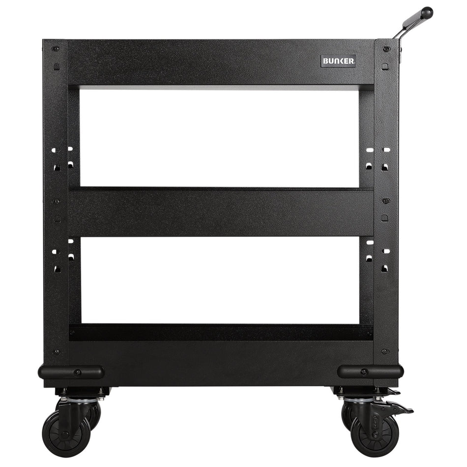 BUNKER 3 Tier Trolley with Pull Handle and Stainless Steel Worktop, 714mm : Model No. B400-3TCR/SS