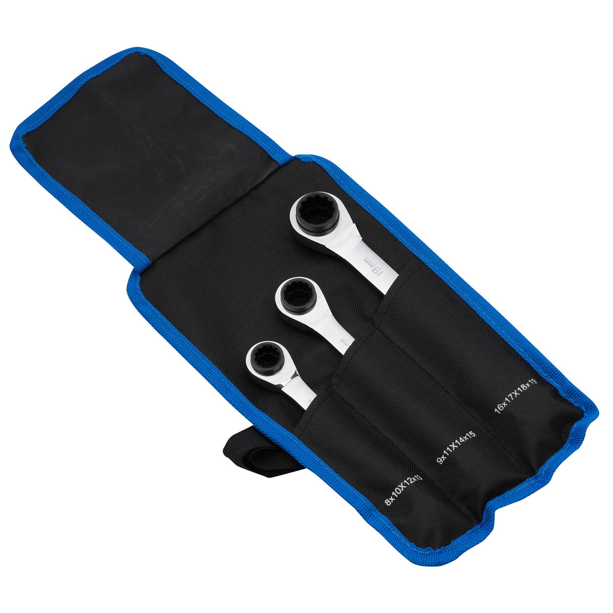 Metric 4-in-1 Reversible Double Ring End Ratchet Spanner Set (3 Piece)