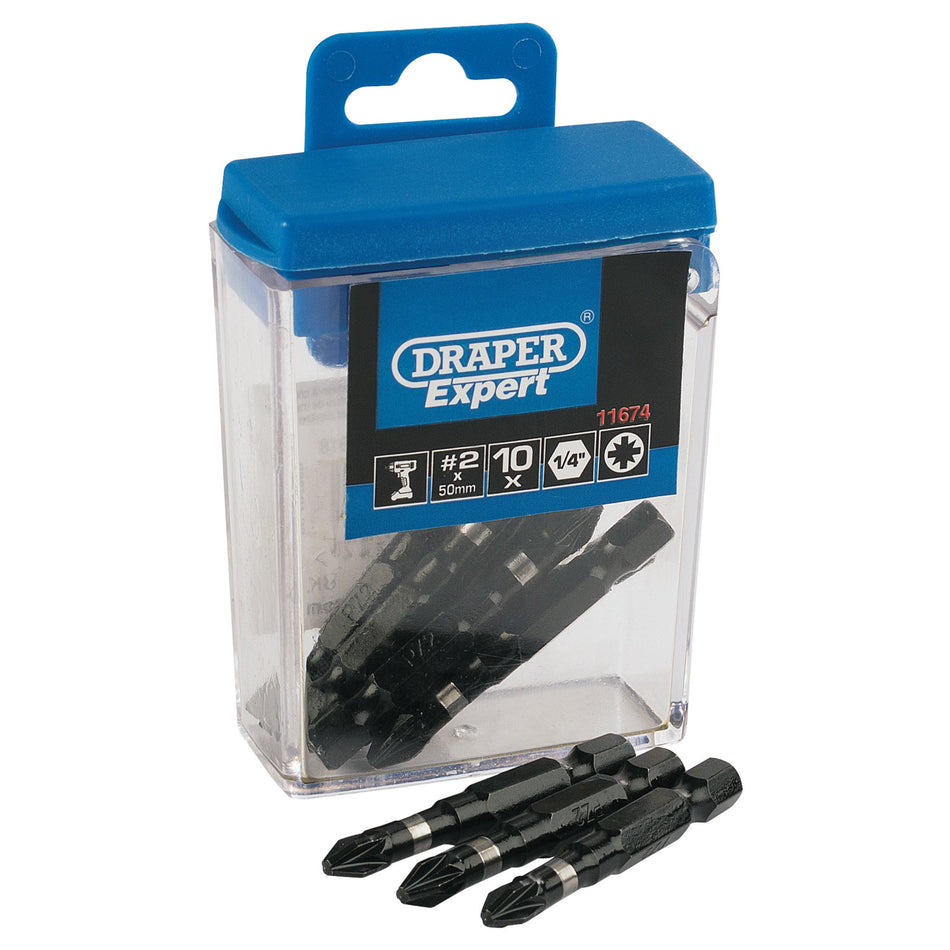 No. 2 PZ x 50mm Type Impact Bits (10 Piece): Model No.IBPZ2/50