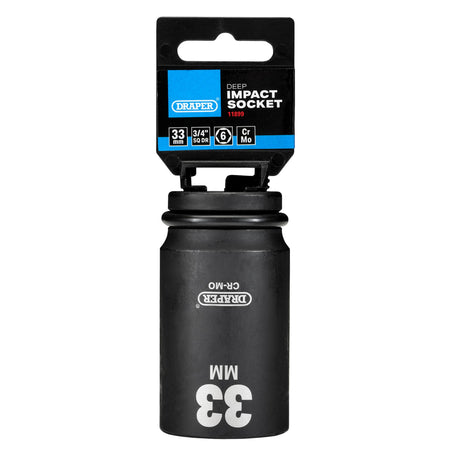 DRAPER Expert 33mm 3/4in. Square Drive Hi-Torq ; 6 Point Deep Impact Socket: Model No.419D-MM