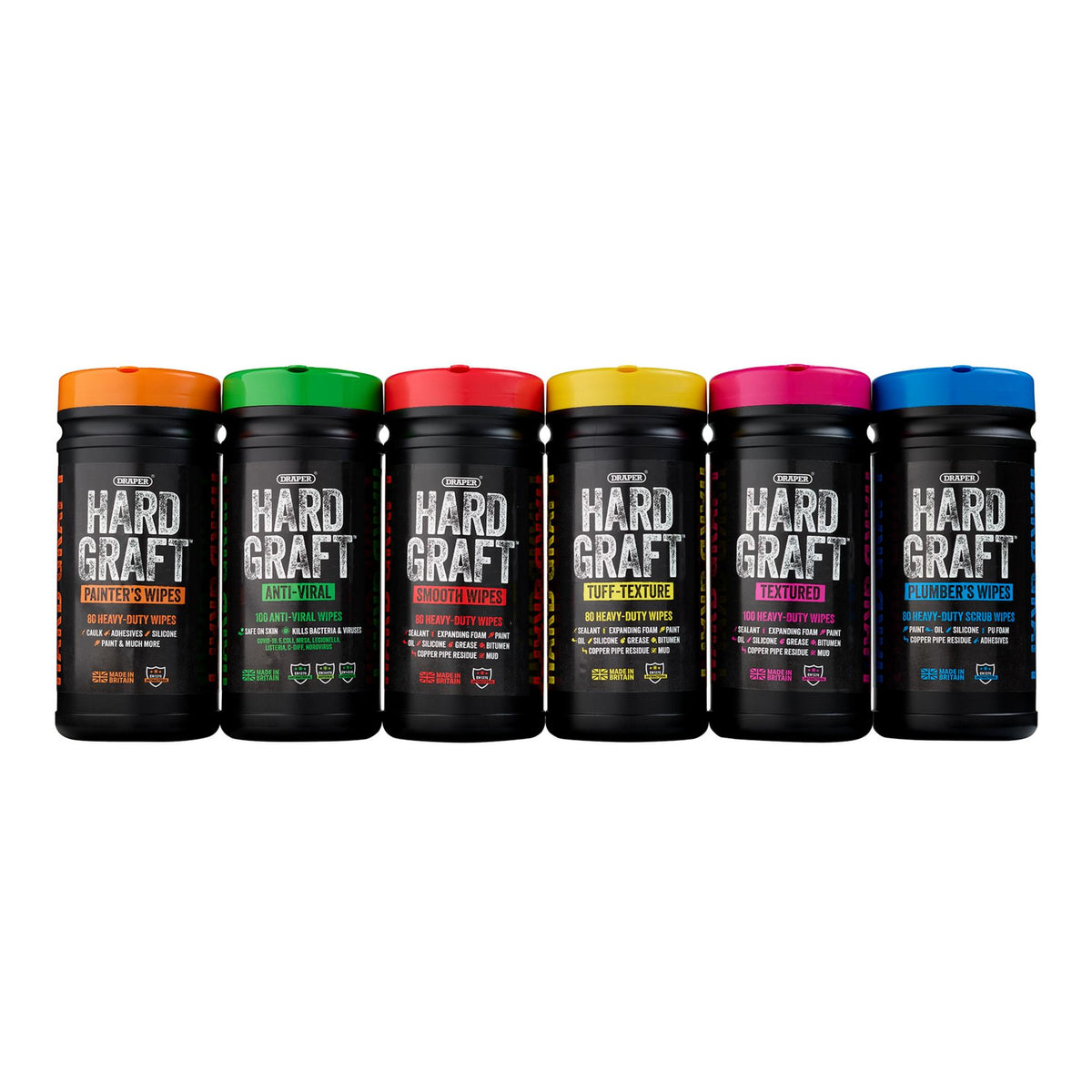 Draper Hard Graft Multipurpose Smooth Wipes (Tub of 80) : Model No. HGW-SM80