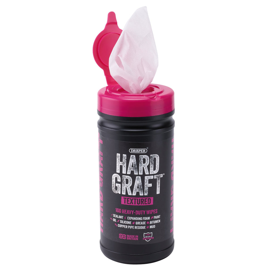 Draper Hard Graft Multipurpose Textured Wipes (Tub of 100) : Model No. HGW-TE100