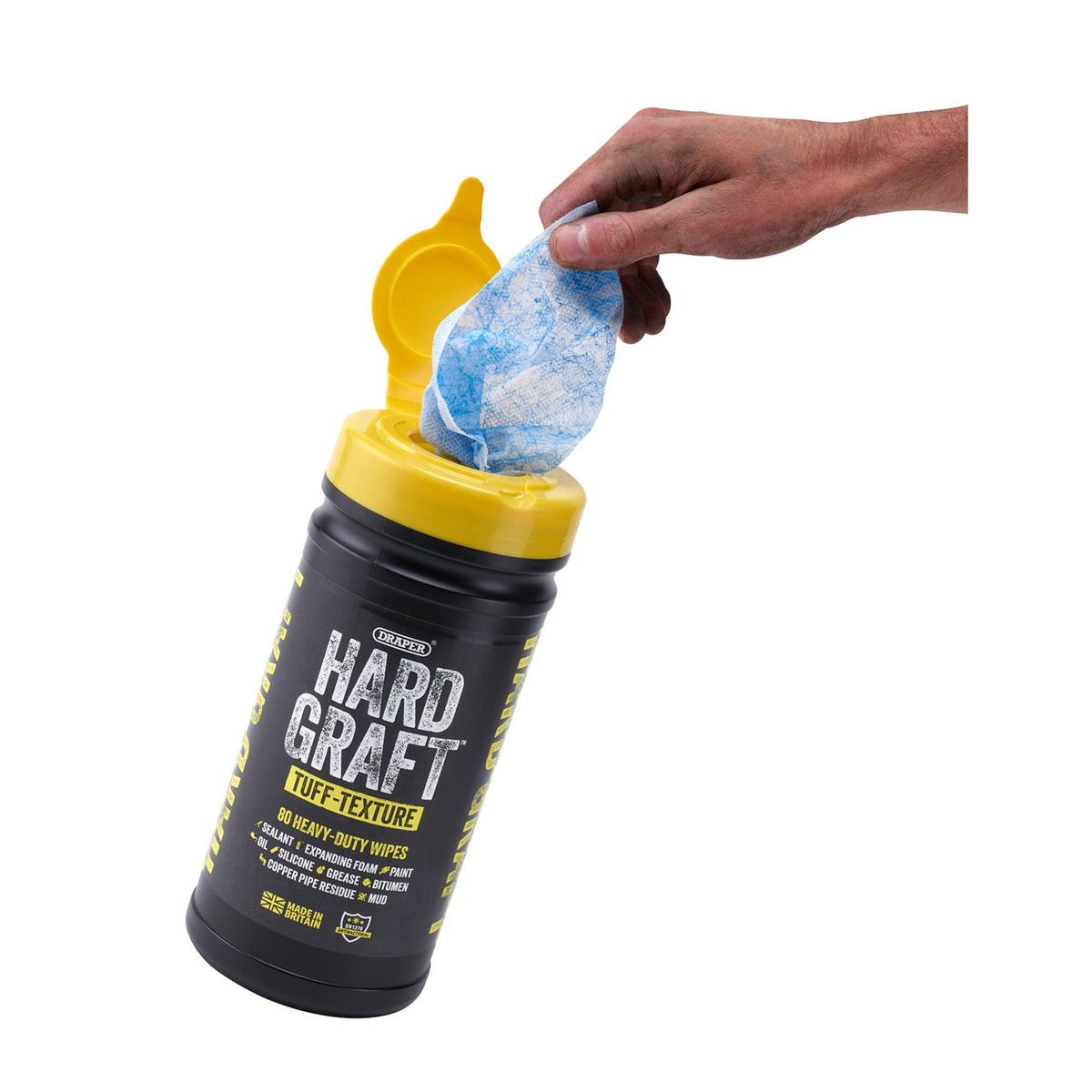 Draper Hard Graft Multipurpose Tuff-Texture Wipes (Tub of 80) : Model No. HGW-TU80