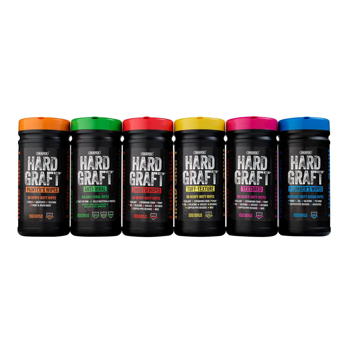 Draper Hard Graft Multipurpose Tuff-Texture Wipes (Tub of 80) : Model No. HGW-TU80