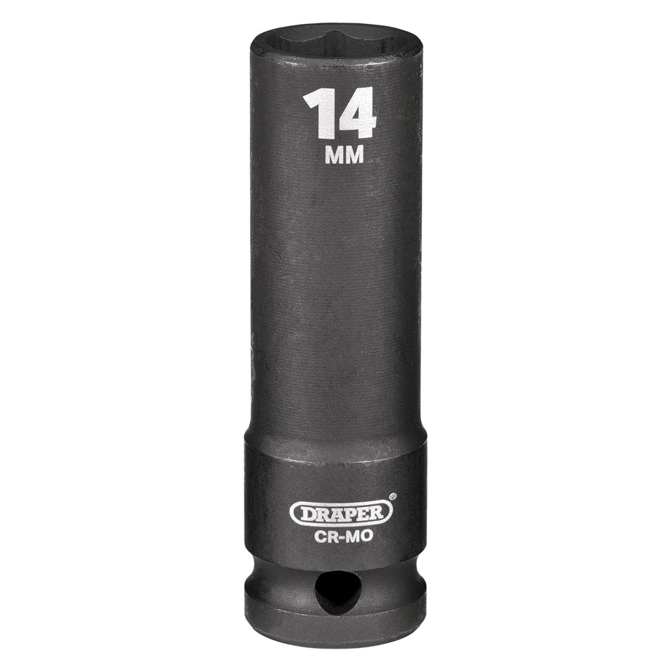 DRAPER Expert 14mm 1/2in. Square Drive Deep Impact Socket: Model No.410D-MM