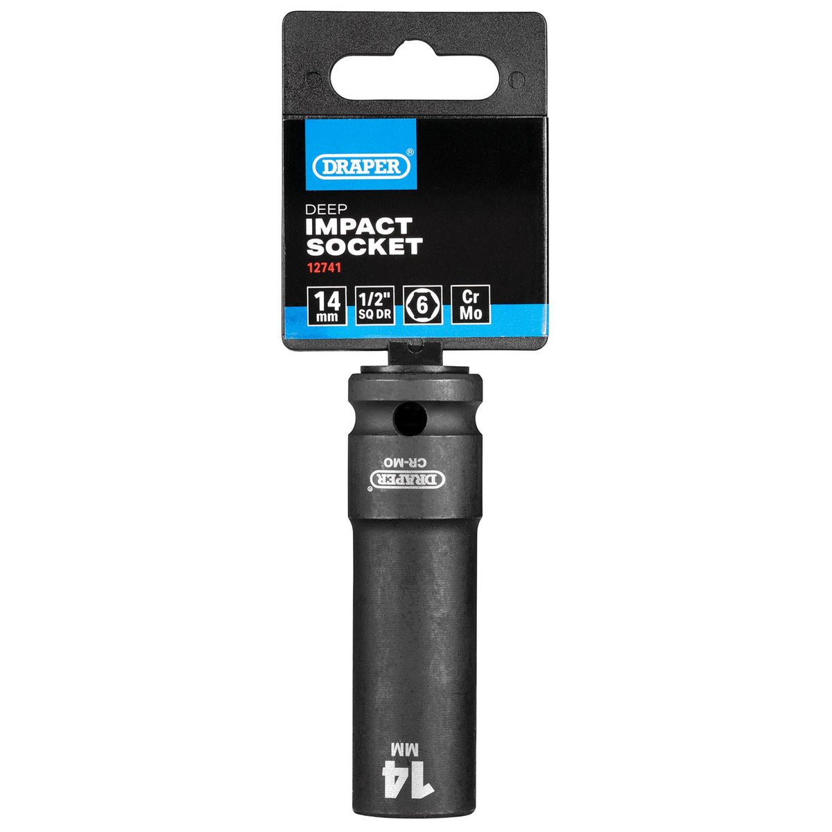 DRAPER Expert 14mm 1/2in. Square Drive Deep Impact Socket: Model No.410D-MM